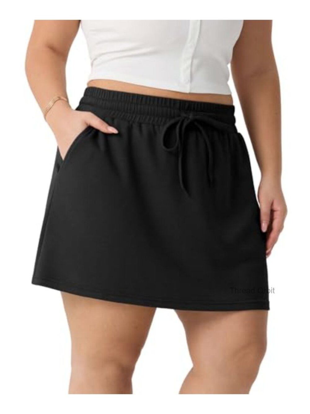 Women's Plus Size Athletic Skort with Built-in Shorts, Drawstring, Pockets
